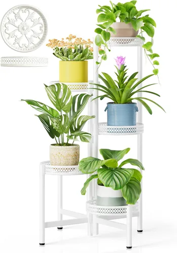 Miniatura 7 de Soporte escalonado para plantas al aire libre de 3 niveles para interiores, estante de flores de metal para múltiples plantas, soportes altos