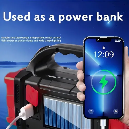 Miniatura 7 de IFTHFOUR Linterna Solar de Altos Lúmenes - Luz de Trabajo LED con USB-C Recargable, Impermeable, Linterna y Farol Multifunción para Acampar, Rojo