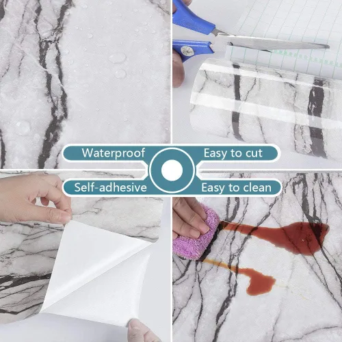 Miniatura 9 de VEELIKE Papel de contacto abstracto de mármol agrietado para encimeras, impermeable, despegar y pegar, encimeras de 15.7 x 236 pulgadas, papel
