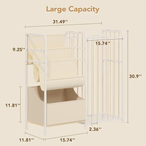 Miniatura 3 de BBLIKE Estantería para niños y almacenamiento de animales de peluche, estantes multifuncionales para libros de guardería con caja de juguetes y Beige