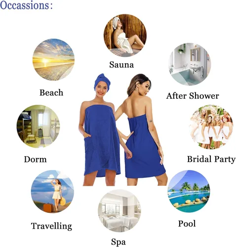 Miniatura 4 de Toallas de tamaño grande para mujer después de la ducha, toalla de baño azul marino, talla XXL, ligera, de secado rápido, con toalla