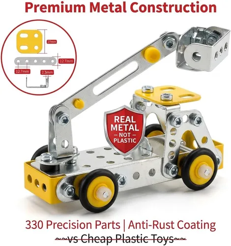 Miniatura 2 de Juego de erector para niños de 8 a 12 años, 4 mini modelos de metal para niños, 330 juguetes de construcción STEM, juego de construcción