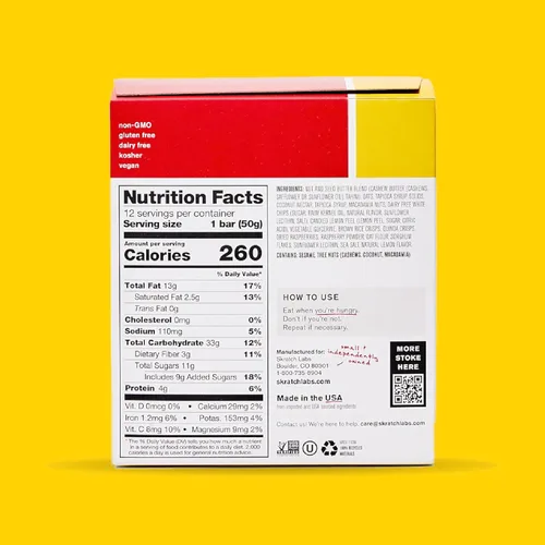 Miniatura 3 de SKRATCH LABS Anytime Energy Bar, frambuesas y limones (paquete de 12 porciones) baja en azúcar, sin gluten, vegano, Kosher, sin lácteos
