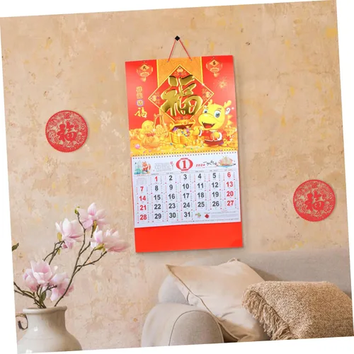 Miniatura 5 de STOBOK Calendario de pared chino 2024 Calendario de Año Nuevo Año Lunar del Dragón Calendario colgante Calendario mensual Lágrima Calendario diario