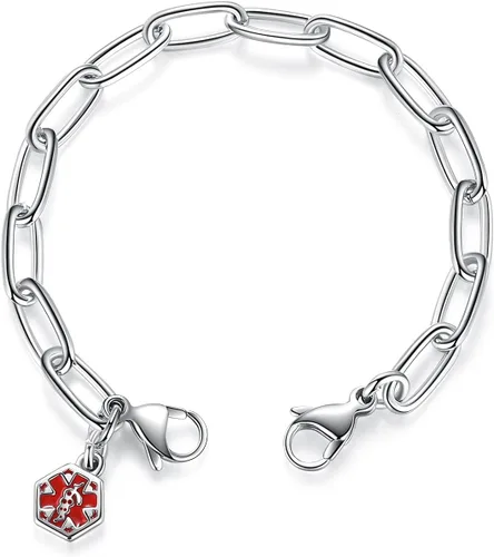 Miniatura 4 de Pulseras de alerta médica intercambiables mnmoom - Cadena de acero inoxidable con cierres de langosta - Solo cadena