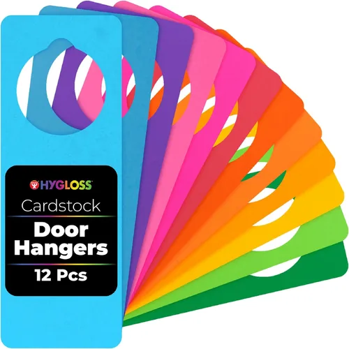 Hygloss Perilla de puerta de cartulina en blanco para manualidades, 12 piezas de colores brillantes surtidos para una fácil decoración/escritura,
