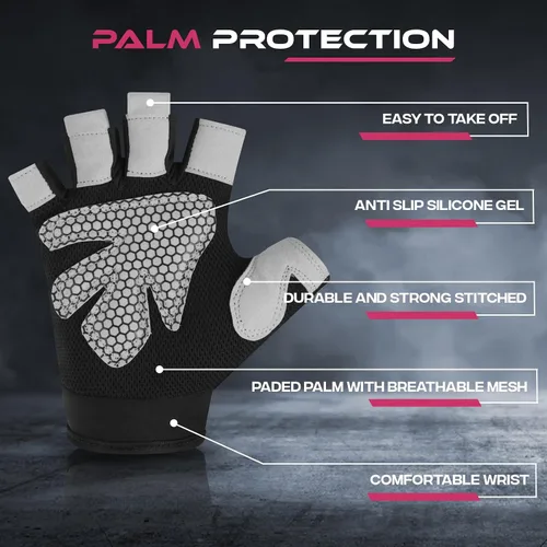 Miniatura 4 de SAWANS Guantes de gimnasio para hombres y mujeres, guantes de levantamiento de pesas, entrenamiento transpirable, agarre antideslizante, protección
