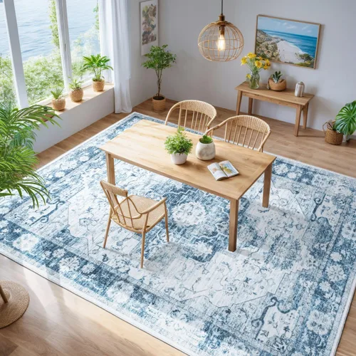 Miniatura 241 de Syalife 4x6 Alfombra Lavable para Área, Ultra Suave Antideslizante, Pila Baja, Alfombra Vintage Resistente a Manchas para Sala de Estar, Alfombra