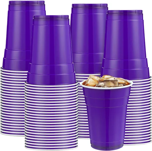 Miniatura 8 de Mimorou - Paquete de 200 vasos de plástico de 16 onzas desechables para fiestas, graduaciones, bodas, apilables, resistentes para barbacoa, Rojo