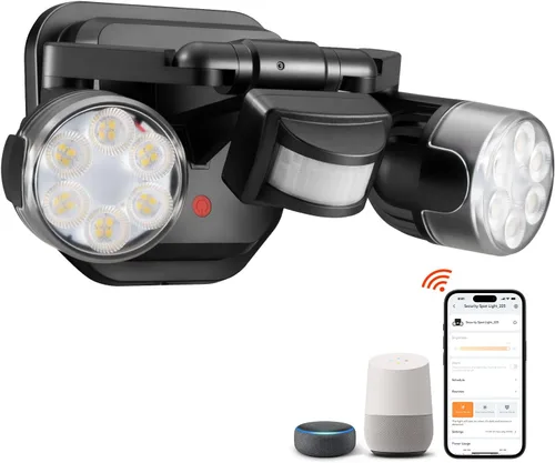Miniatura 12 de OREiN Luz de seguridad con sensor de movimiento para exteriores, luz LED reflectora de doble cabeza ajustable, 3 modos