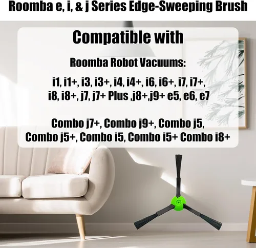 Miniatura 2 de Paquete de 12 cepillos de barrido de bordes de repuesto para iRobot Roomba e, i y j Series todos los modelos i3, i3+, i4, i4+, i6, i6+, i7, i7+, i8
