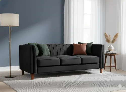 Miniatura 20 de Container Furniture Direct Sofá moderno de terciopelo de lujo para sala de estar con espuma de alta densidad, tapicería de tela suave, cojines