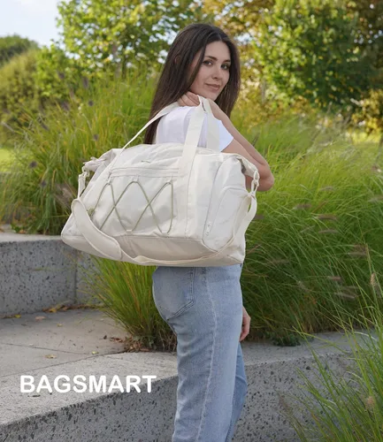 Miniatura 8 de BAGSMART - Bolsa de gimnasio para hombres y mujeres, bolsa de viaje deportiva con compartimento para zapatos y bolsillo húmedo, bolsa de lona