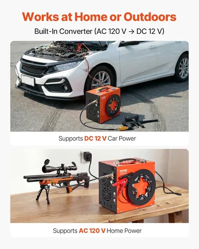 Miniatura 5 de VEVOR Compresor de aire PCP, compresor de pistola de aire PCP portátil de 4500 PSI/30 Mpa, sistema de refrigeración de agua y ventilador integrado