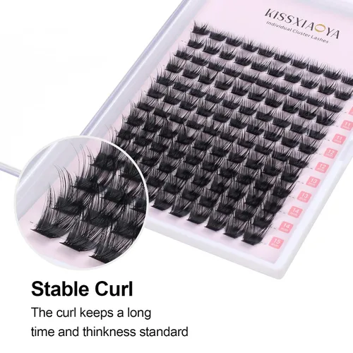 Miniatura 5 de KISSXIAOYA Extensiones de pestañas en racimo, 120 pestañas postizas individuales en racimo D, 0.354-0.591 in, pestañas postizas naturales y suaves