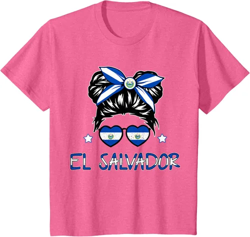 Miniatura 44 de Camiseta de El Salvador para Niñas Bandera Patrimonio Hispano Salvadoreño