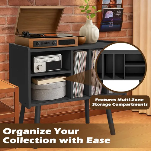 Miniatura 5 de Montex Record Player Stand with Vinyl Storage, Wooden Record Player Table with 5 Cabinet, Large Vinyl Record Player Stand, Record Player Holder