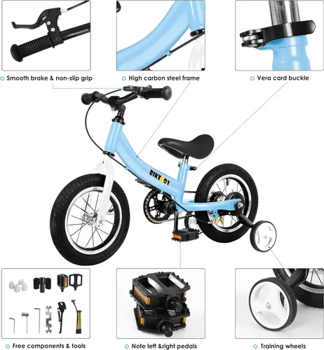 Miniatura 4 de Balance Bike 2 in 1,The Dual Use of a Kids Balance Bike and Toddler Bike, for 2 3 4 5 6 7 Years Old -12 14 16 Inches with Training Theory, Brake