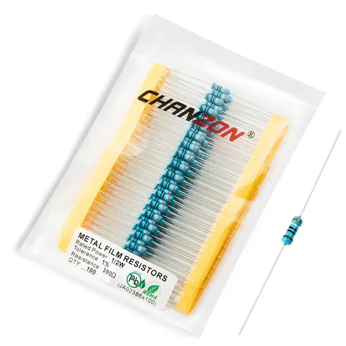 Miniatura 61 de Chanzon - 100 resistencias de película metálica 1/2 W (0.5 W) 10 Ω ohmios ±1% de tolerancia 10R MF, resistencias de agujero pasante con limitación