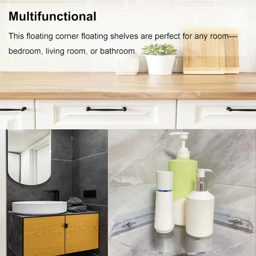 Miniatura 6 de Estantes esquineros de acrílico, estante adhesivo, organizador de ducha para decoración del hogar, estante de ducha transparente, estantes de baño
