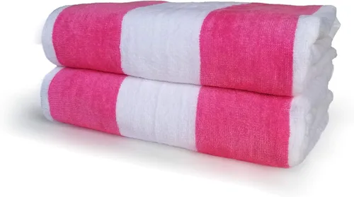 Miniatura 14 de Royal Comfort Cabana - Toallas de playa a rayas de 30 x 60 pulgadas, paquete de 4 unidades (rosa neón / blanco) terciopelo de rizo de 11.7 libras