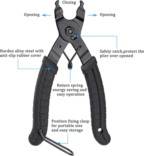 Miniatura 3 de Oumers Bike Master Link - Herramienta de alicates 2 en 1 para cadena de bicicleta, abridor de eslabones rápidos, removedor de cierre compatible