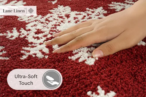 Miniatura 6 de LANE LINEN Juego de alfombras de baño premium de copos de nieve navideños, 2 piezas, extra suaves y absorbentes, lavables a máquina, antideslizantes