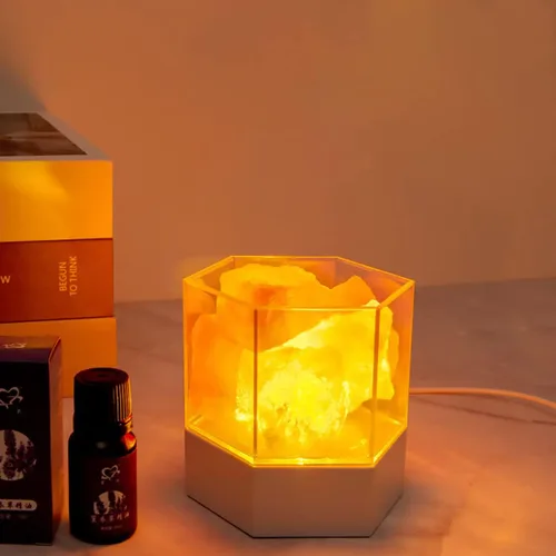 Miniatura 5 de Lámpara de sal de rosa natural para luz cálida y acogedora, perfecta como regalo o decoración del hogar