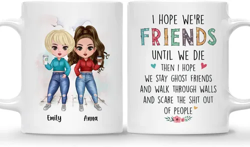 Miniatura 14 de Gossby Taza personalizada para amigas, Besties Forever, regalo personalizado para mejores amigas para mujeres con nombres de avatares, regalo 4