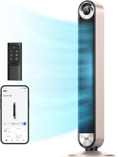 Dreo - Ventilador de torre para dormitorio, ventilador oscilante de pie de 90° con velocidad de 28 pies por segundo, silencioso de 25dB para dormir,