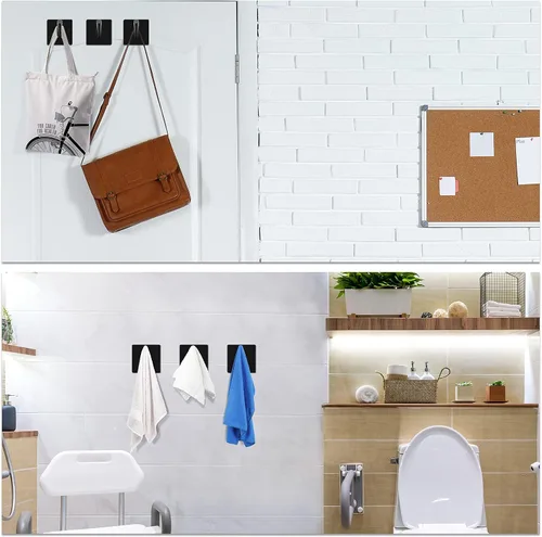 Miniatura 5 de Jetec 12 ganchos acrílicos para colgar en la pared, perchero, bata, organizador individual, gancho de pared transparente adhesivo decorativo