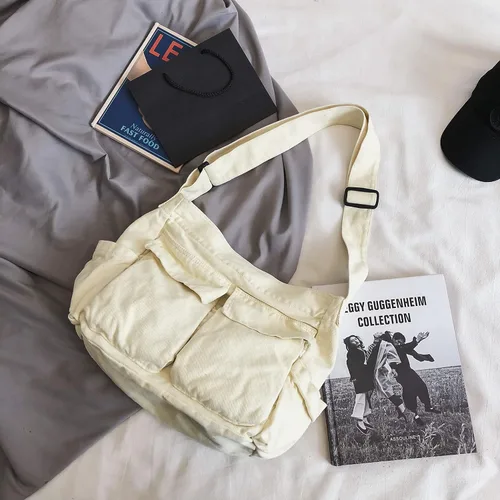 Miniatura 2 de Bolsos de lona de gran capacidad para mujeres y hombres, bolsos cruzados de hombro, bolso de mensajero para el trabajo, compras, viajes..