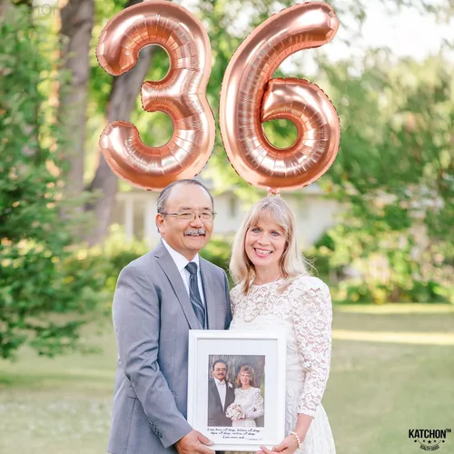 Miniatura 8 de KatchOn, Globos de oro rosa con el número 36, gigantes, 40 pulgadas, globos de aluminio de oro rosa con el número 36, decoraciones de feliz