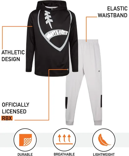 Miniatura 2 de RBX Conjunto deportivo para niños Sudadera térmica deportiva de 2 piezas con capucha y pantalones deportivos de tricot (talla 8-12)