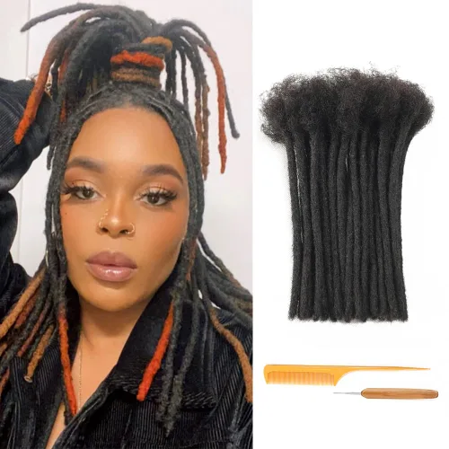 Miniatura 17 de Extensiones de Rastas de Cabello Humano 0.4cm de Grosor 4 Pulgadas 20 Hebras 100% Cabello Humano Real para Hombres/Mujeres/Niños Completamente