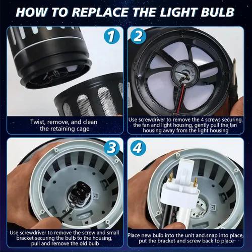 Miniatura 6 de Qualirey Paquete de 2 bombillas de repuesto 41050 de 7 W, bombillas mejoradas de 2 colores compatibles con Dynatrap DT1050 DT1100 DT1250, bombilla
