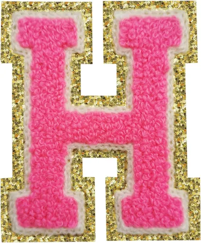 Miniatura 66 de SPRT - Parches de letras de chenilla universitaria con purpurina, parche de letras blancas para planchar con letras del alfabeto para disfraz