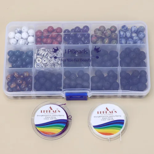 Miniatura 5 de LPBeads Juego de cajas de cuentas de piedra natural, 0.315 in, redondas, sueltas, piedras preciosas naturales de amatista, colores surtidos