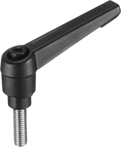 Miniatura 19 de uxcell Manija de palanca de sujeción ajustable M5 x 0.787 in óxido negro métrico acero al carbono macho roscado perillas de mano con botón