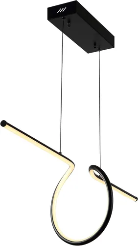 JONATHAN Y Lámpara colgante lineal LED moderna integrada negra de 34.5 pulgadas, accesorio colgante de metal regulable para isla de cocina, comedor,