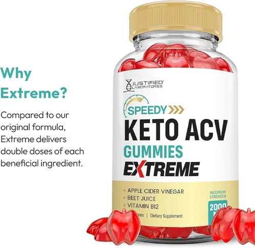 Miniatura 5 de Justified Laboratories Speedy Keto ACV Gummies Extreme (2000 mg) - 60 unidades - Formuladas con vinagre de sidra de manzana, folato y vitamina B12