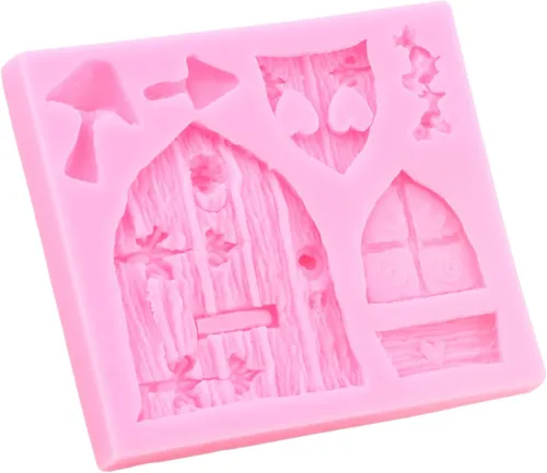 Miniatura 6 de Moldes de silicona encantados para jardín, hadas, gnomo, puerta de casa, ventana, molde de hongos para fondant para decoración de pasteles