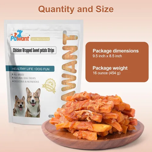 Miniatura 6 de Dog Treats - Golosinas para perros de batata envueltas en pollo, aperitivos de entrenamiento para cachorros, golosinas sin cuero crudo, 1