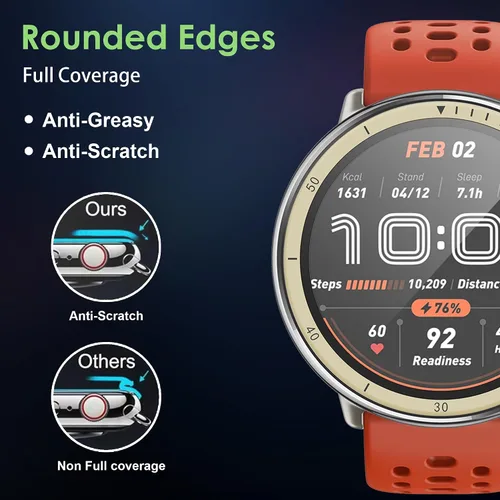 Miniatura 3 de Protector de pantalla compatible con Amazfit Active 2, antiarañazos, cobertura de pantalla completa 3D, compatible con fundas, HD Ultra, paquete de 3