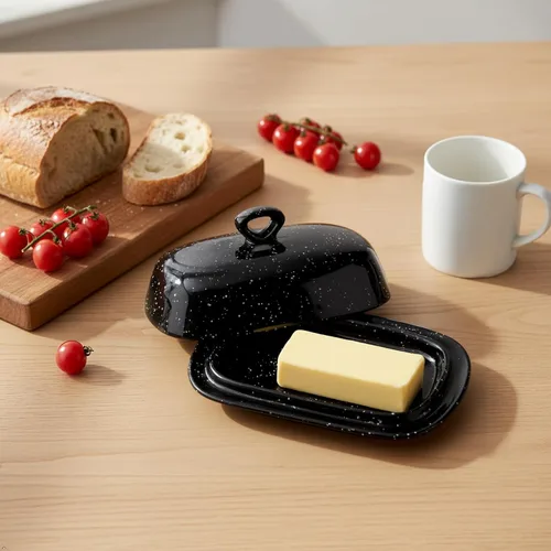 Miniatura 6 de HASENSE - Mantequillera de porcelana, mantequera grande con tapa, soporte de mantequilla con cubierta, recipiente de mantequilla para mantequilla