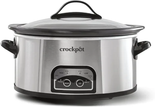 Miniatura 9 de Crock-Pot Olla de Cocción Lenta Programable Grande de 8 Cuartos con Ajuste de Calentamiento Automático, Acero Inoxidable Negro