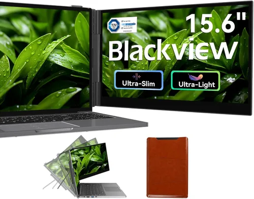 Blackview Extensor de pantalla para laptop, 1.7 libras ultraligero y ultradelgado de 0.17 pulgadas, 15.6 pulgadas, FHD 1080P IPS, monitor dual de