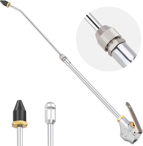 Hromee Pistola de soplado de aire industrial potente de alto volumen con boquilla de flujo de aire extensible, pistola de soplador de aire de polvo