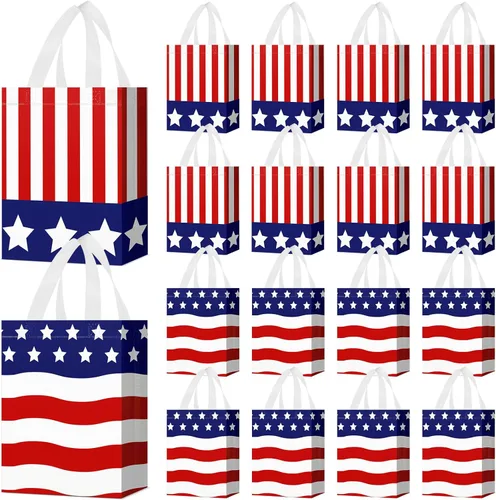 Miniatura 10 de Locmeo 24 bolsas de recuerdo de fiesta con asas reutilizables no tejidas para dulces, bolsas de regalo para niñas y niños, cumpleaños, baby shower