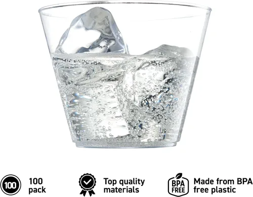 Miniatura 2 de Vaso transparente, paquete de 9 onzas, vasos desechables y reutilizables para fiestas, bodas y vacaciones, 100 vasos de plástico transparente